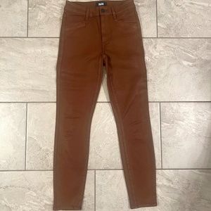 PAIGE Hoxton Ankle Jeans Cognac coated Leather Size 25 Like new